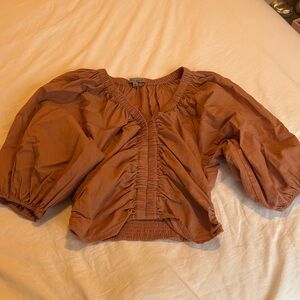 Rust Orange Puff Sleeve Blouse